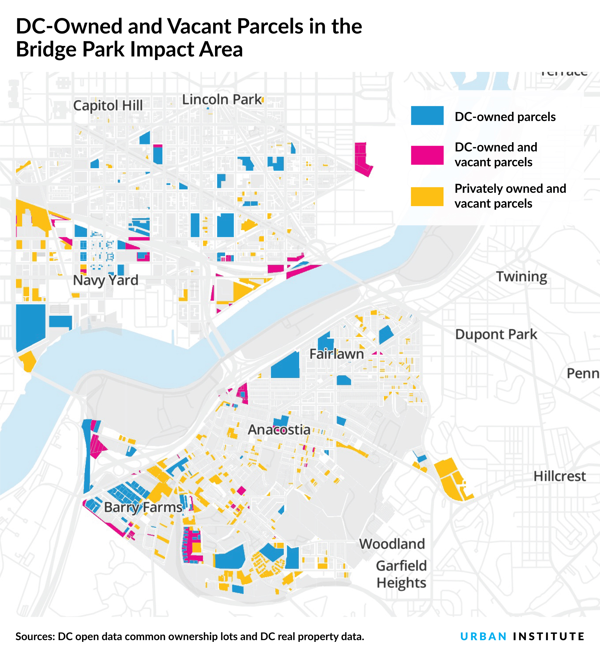 map of vacant parcels in southeast DC