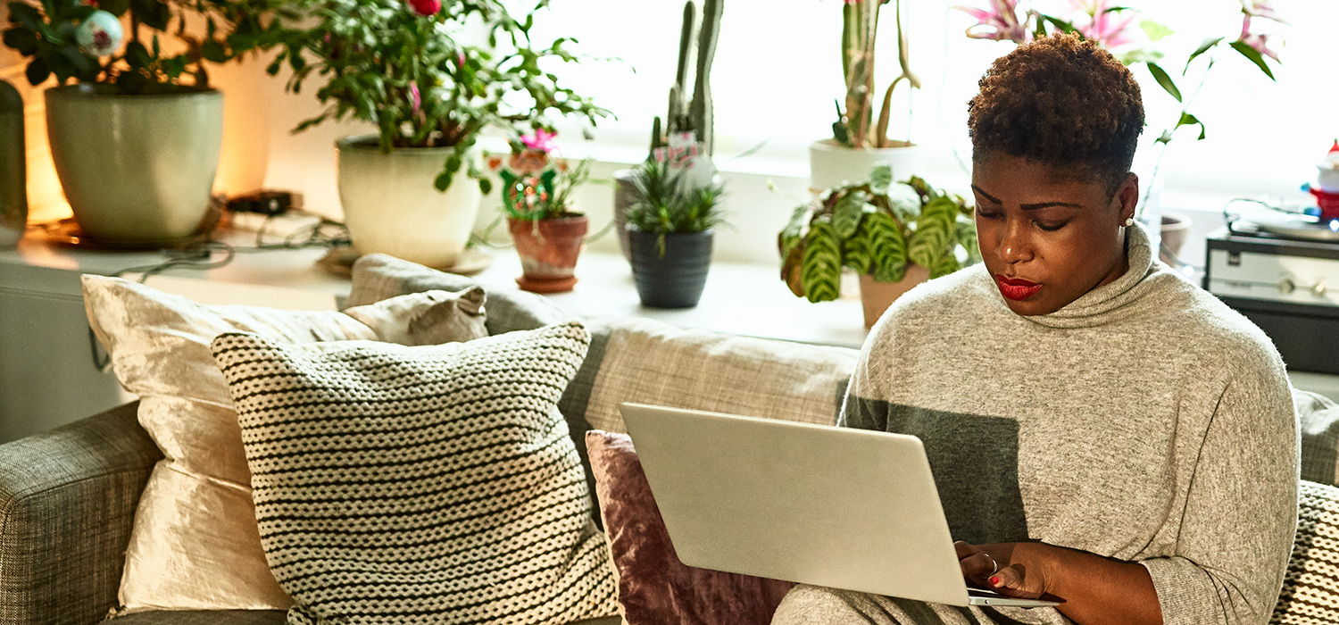 Woman works from home