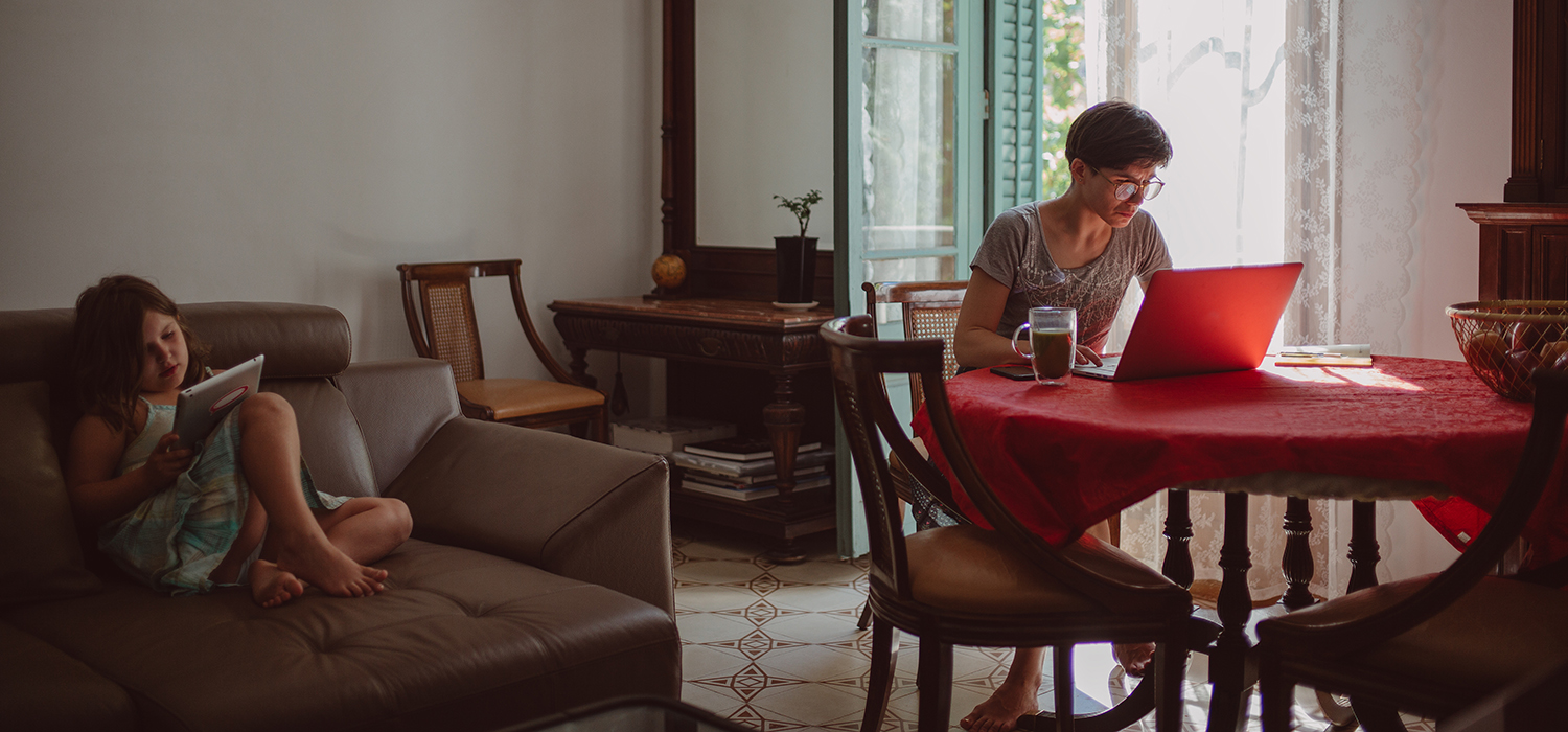 Family works remotely