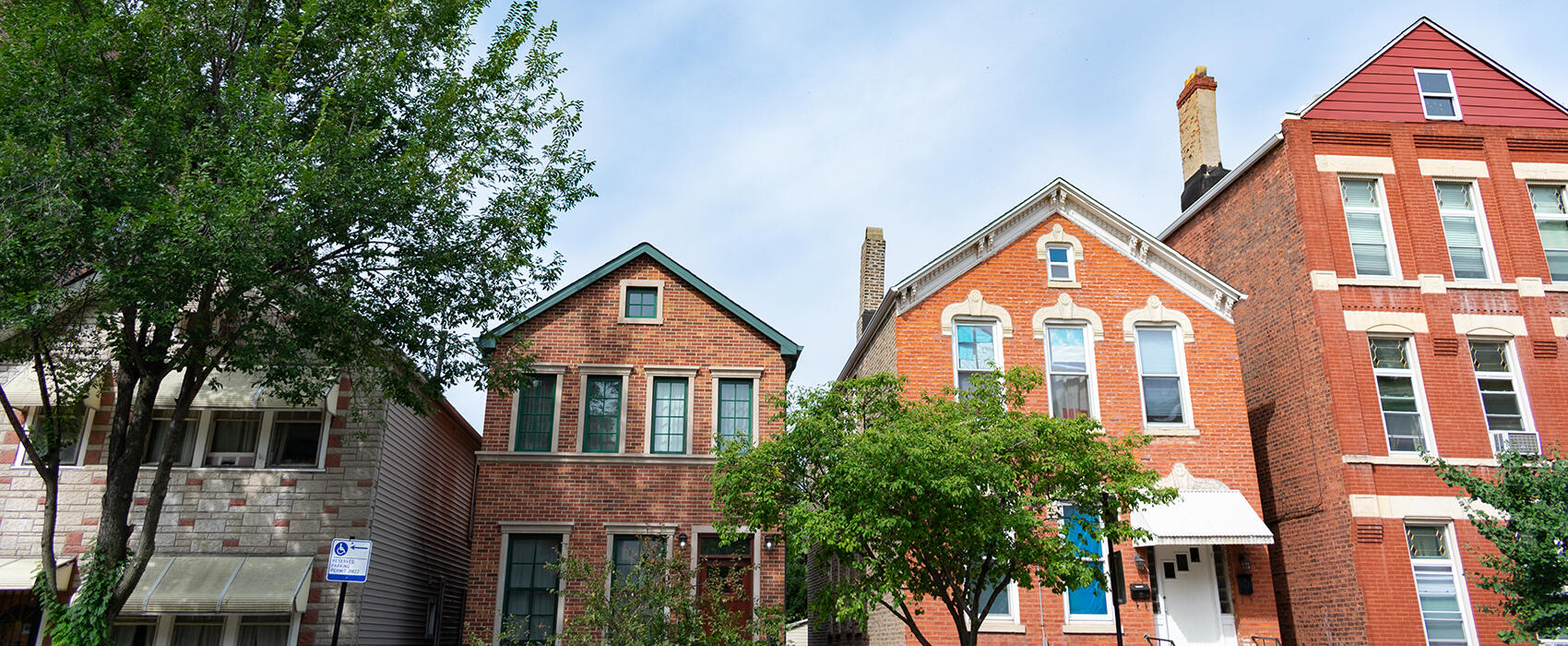 a row of rental homes in an urban setting