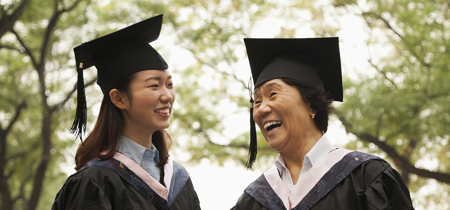 College students in caps and gown
