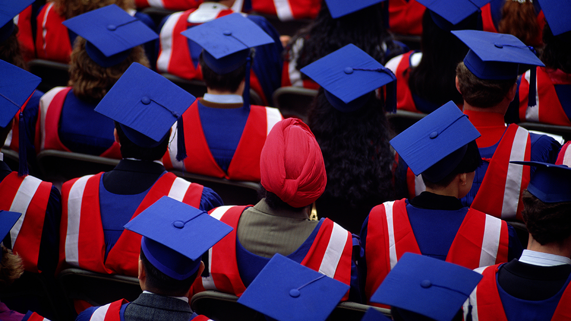 Students at graduation ceremony