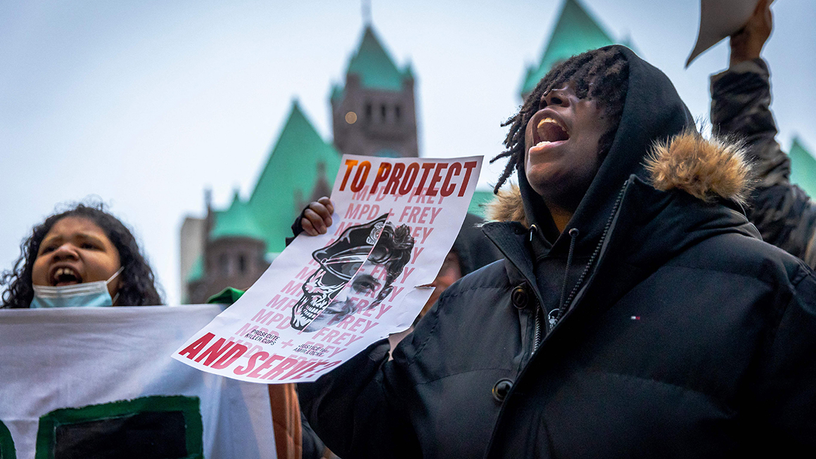 Protesters at a rally. 