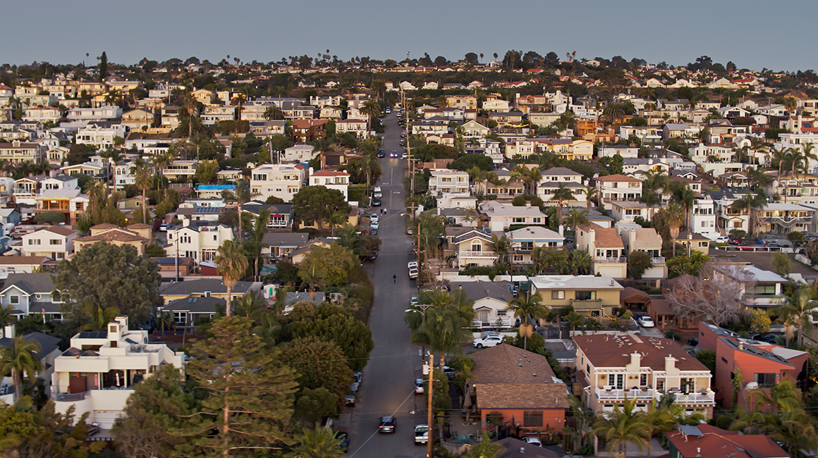 Overhead shot of a neighborhood