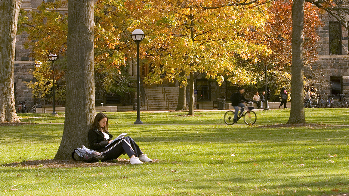 Girl seating at a tree
