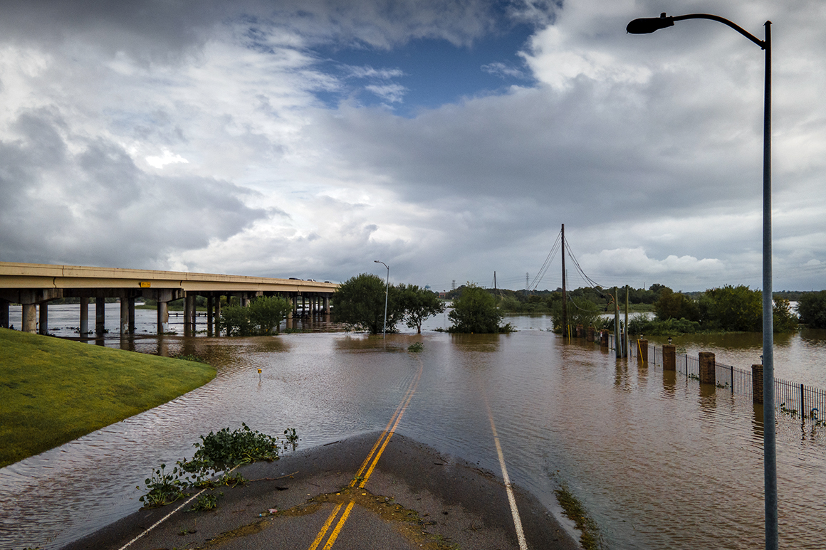 A flooded road