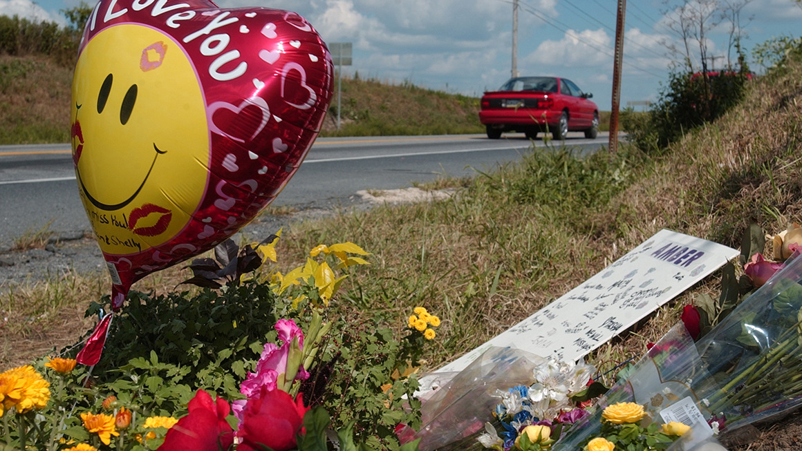 A memorial along a highway