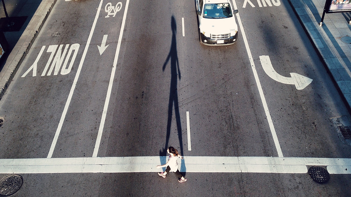 Pedestrian crossing road