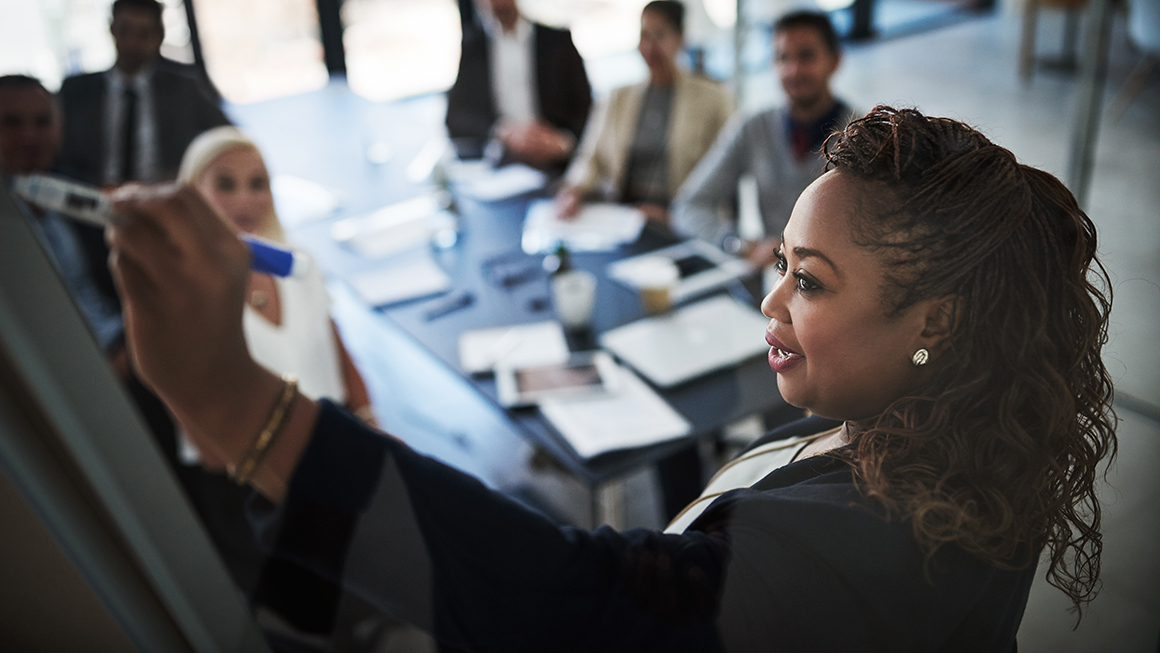 Woman presenting at work