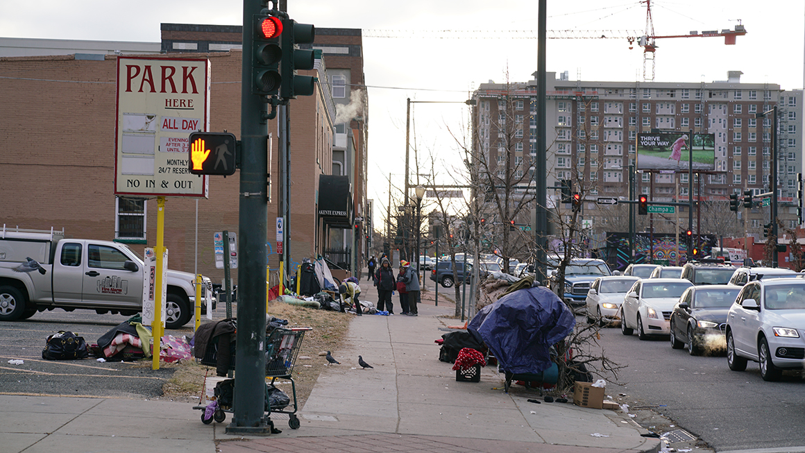 Encampments in a city street