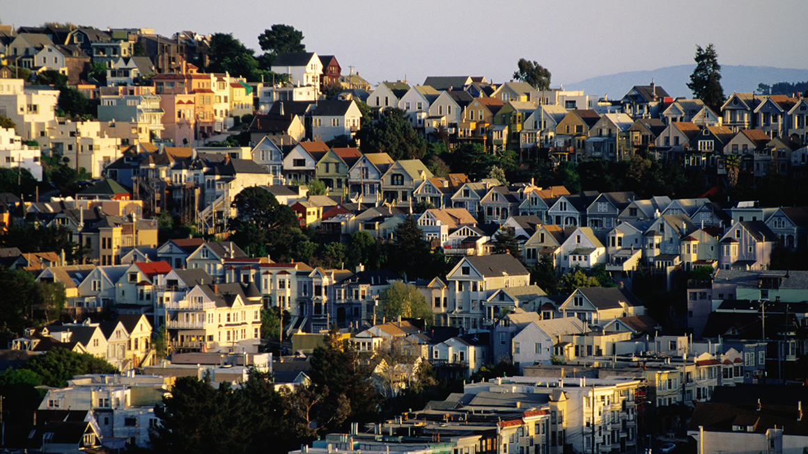 Zoomed out image of a residential neighborhood. 