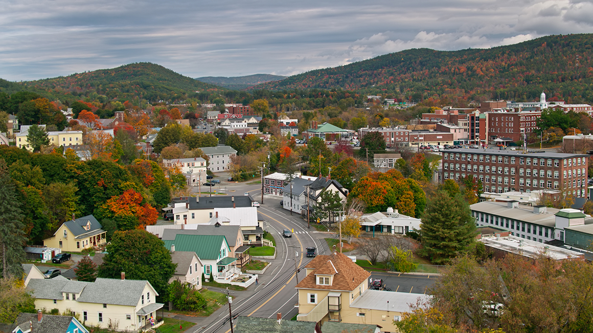 A wide shot of a small town.