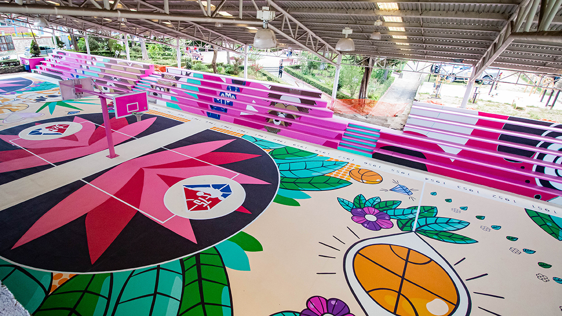 A Colorful basketball court