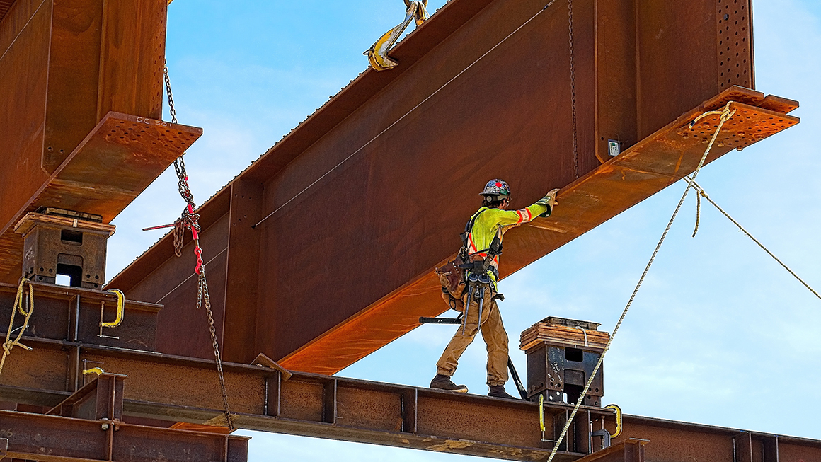 Construction worker building