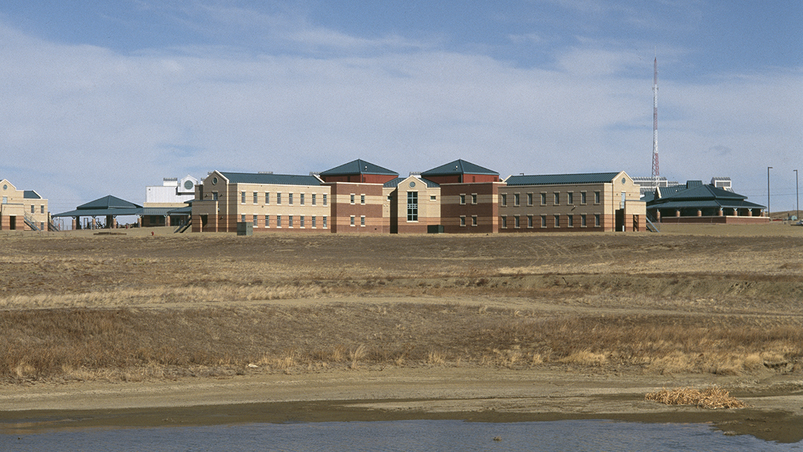 The outside of a prison.