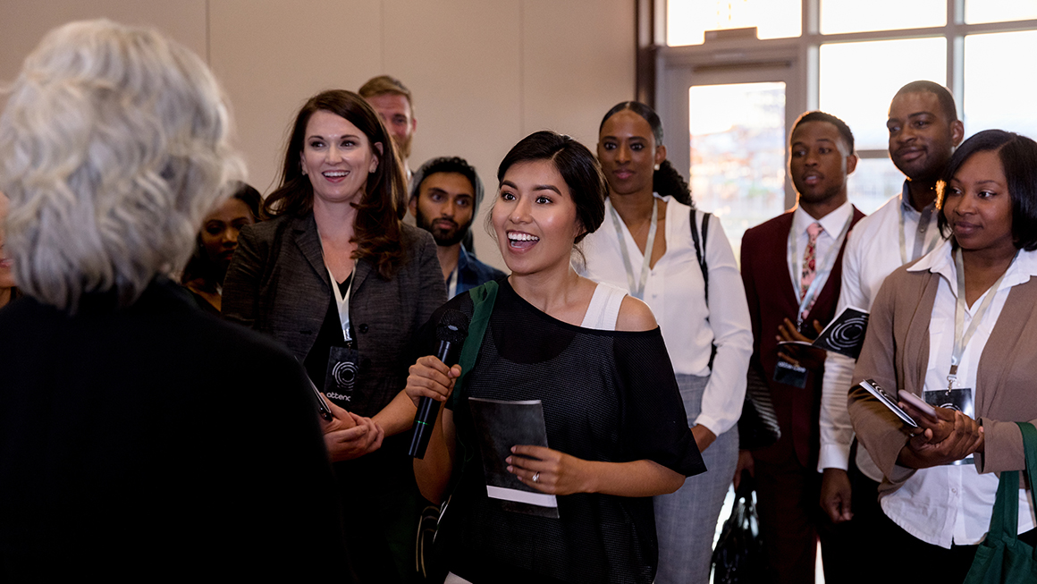 A group of members of the press.