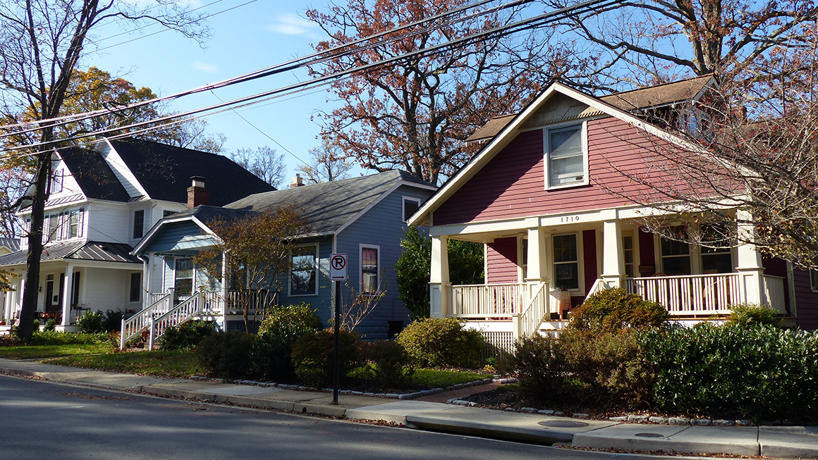 Houses on a neighborhood street.