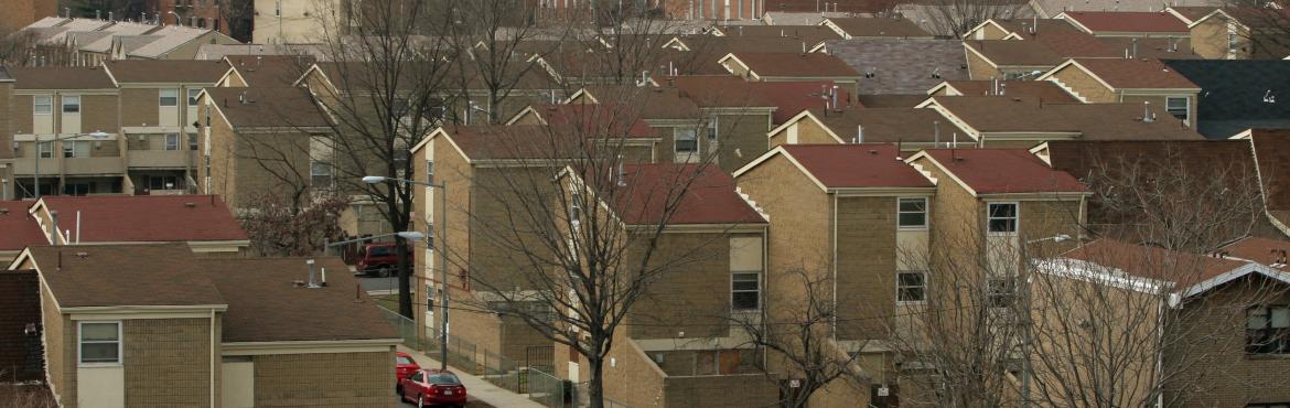 The housing project of Sursum Corda, seen from the roof of 1111 North Capitol Street in northeast Washington, D.C.