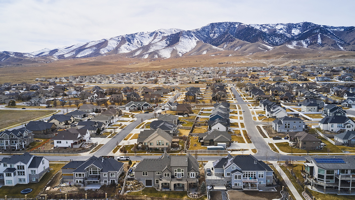 Aeriel image of a suburban neighborhood.
