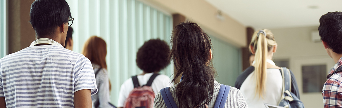 Students in a school hallway