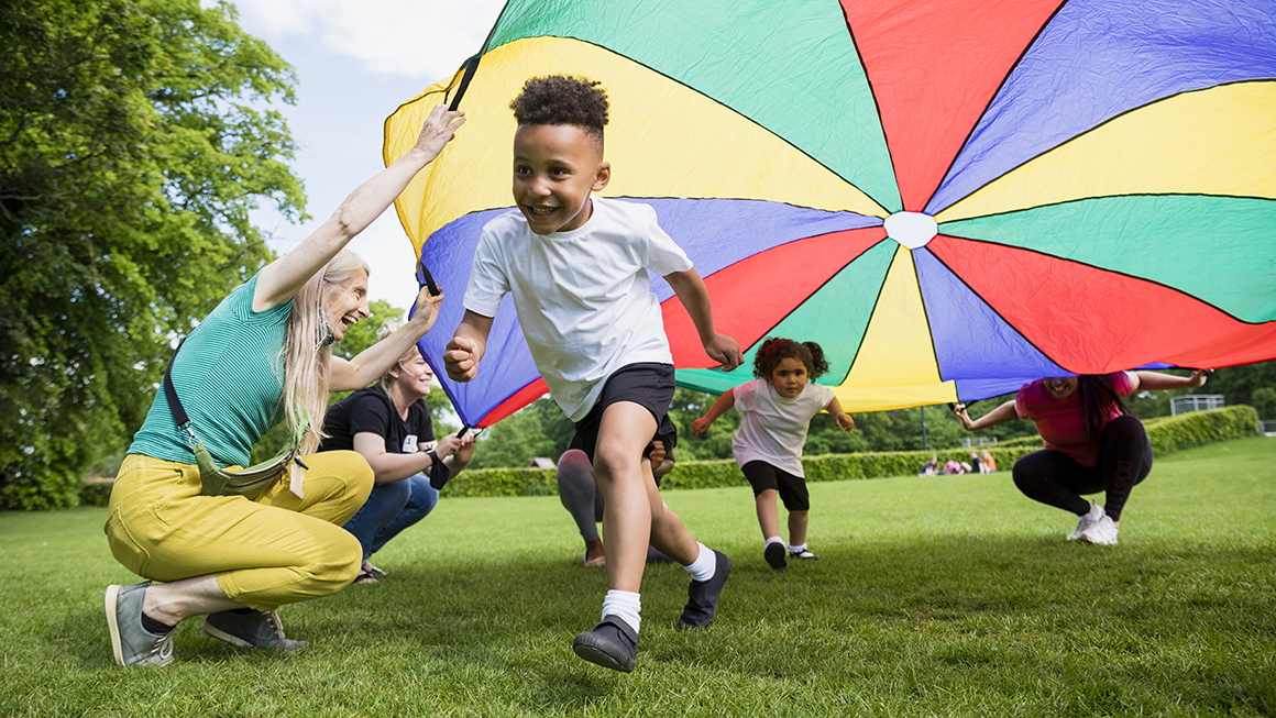 Children playing outside.