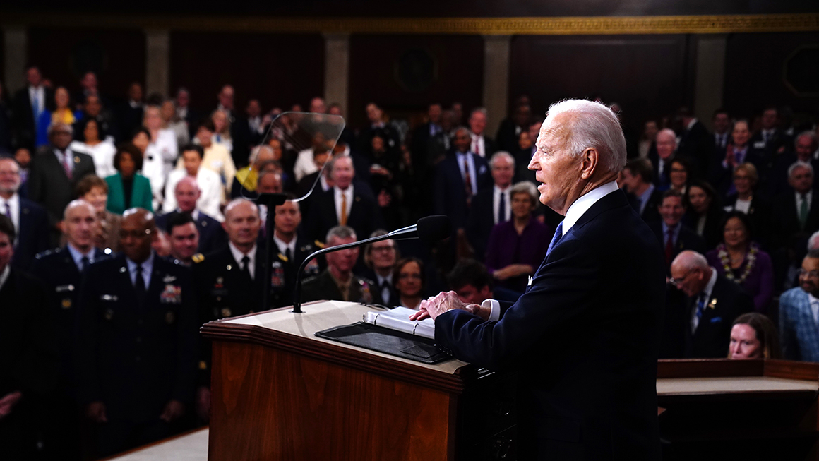 photo of President Joe Biden delivering the 2024 State of the Union address 