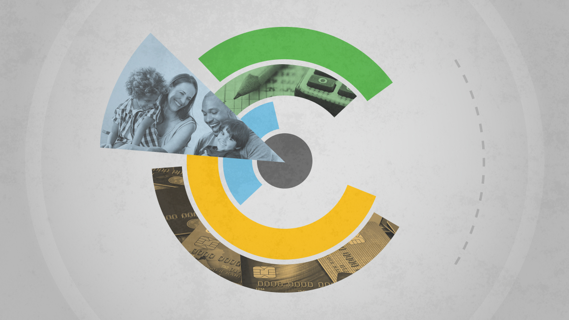 abstract illustrated photo of family and financial images