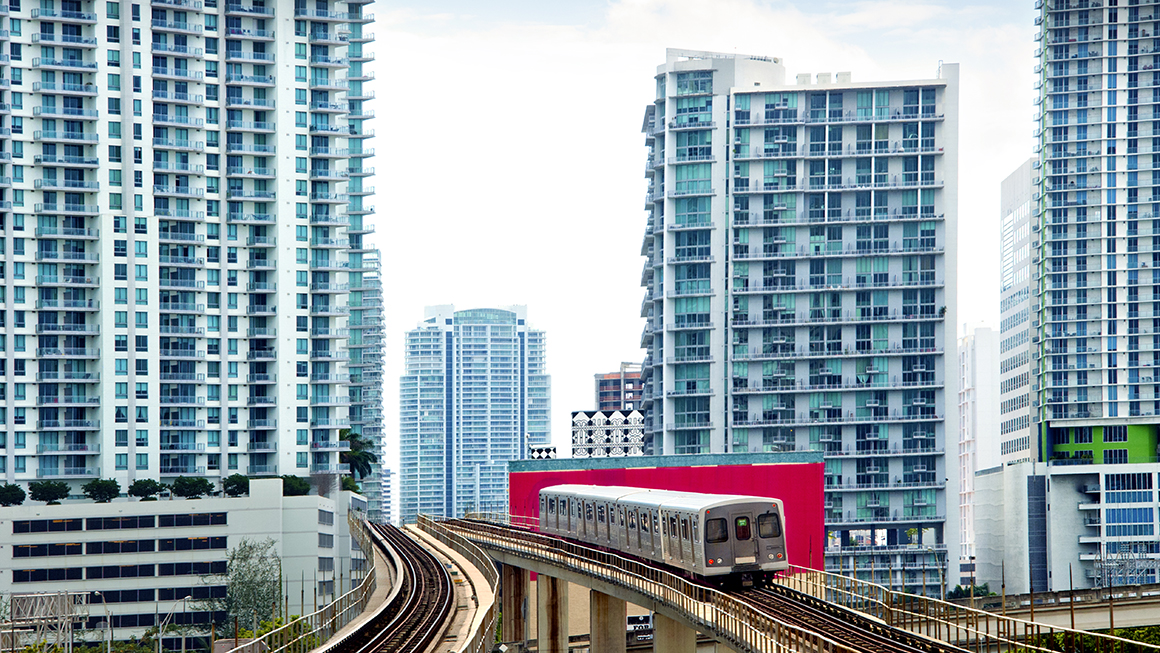 photo of train in city