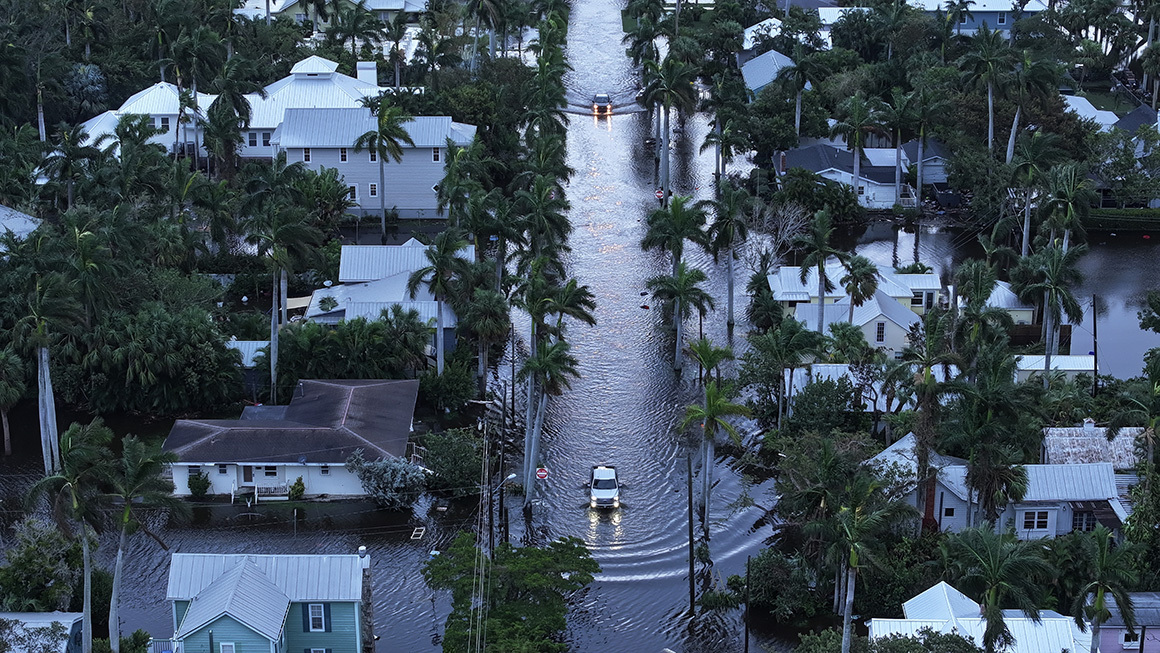 photo of Florida flood waters in a neighbourhood after Hurricane Milton