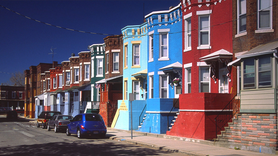 Colorful city street in Holyoke Massachusetts.