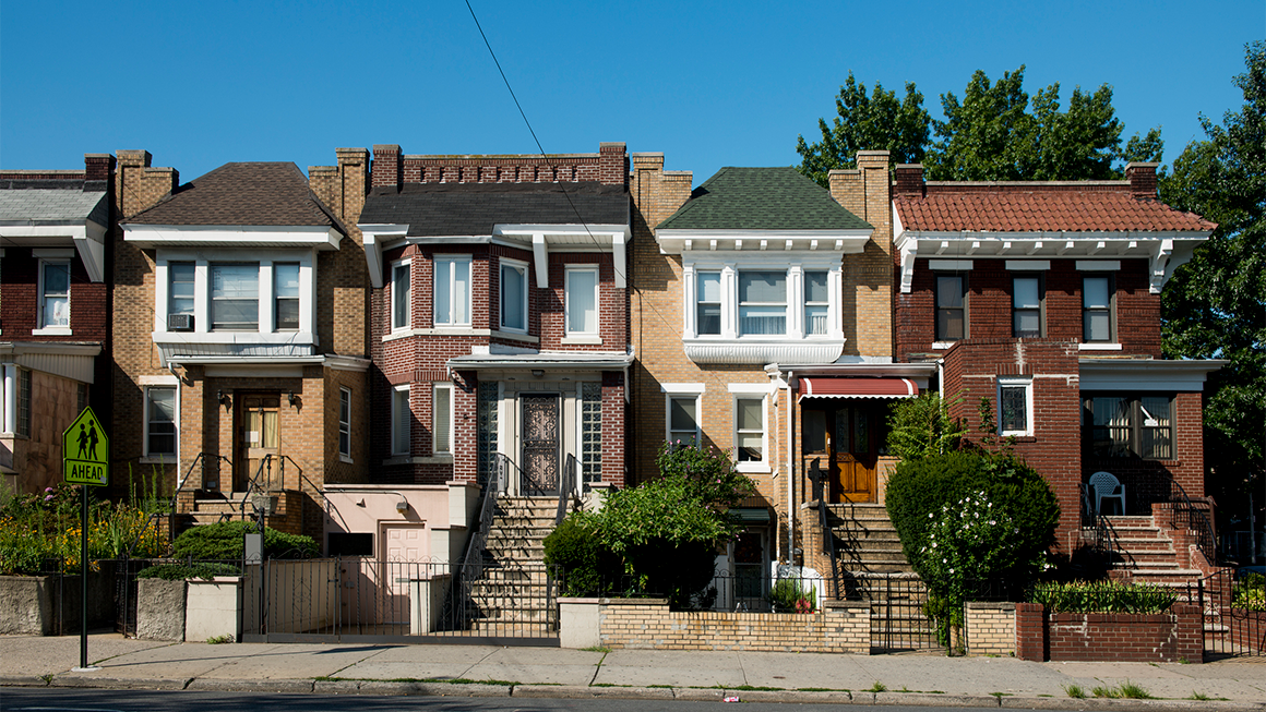 A row of townhomes. 
