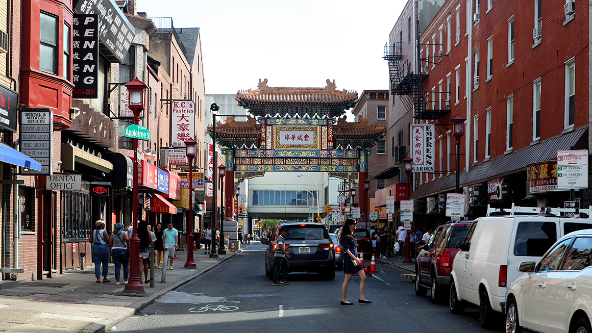 A busy street in Philadelphia's china town.