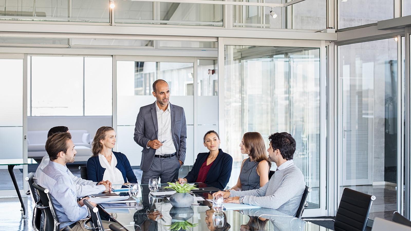 A work meeting in a conference room.