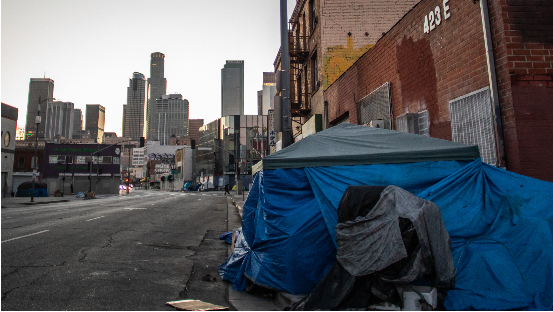 Homeless tent on a street