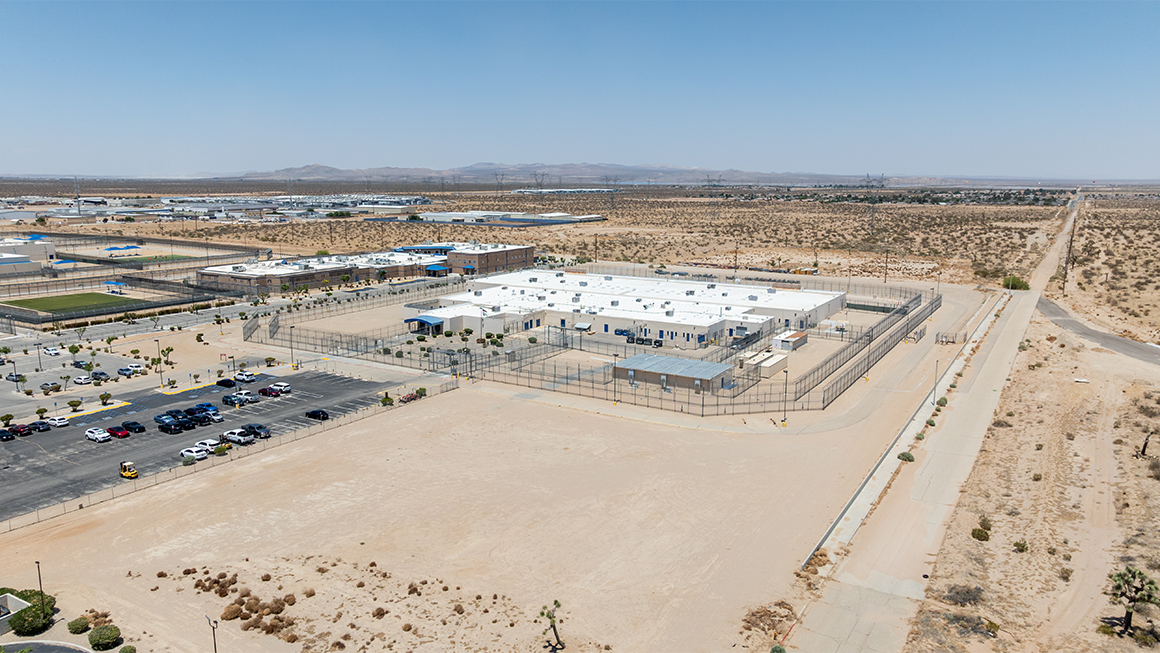 Aerial image of an ICE detention center in a desert