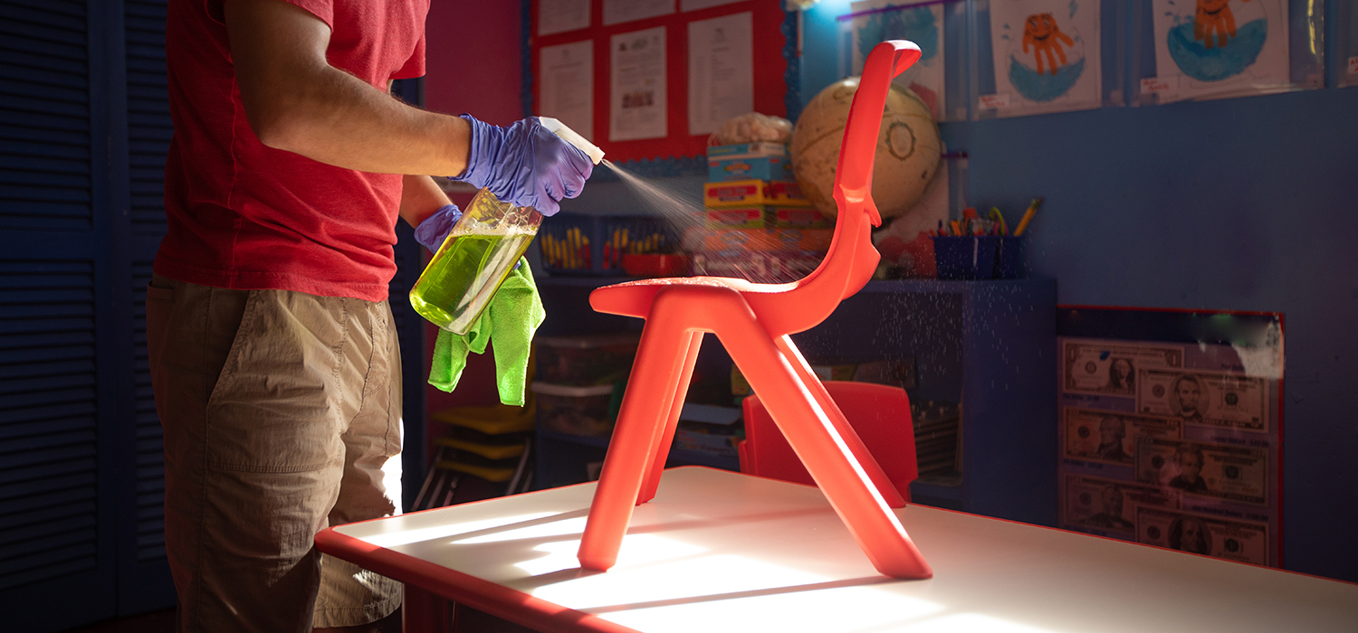 Person cleans child care facility 