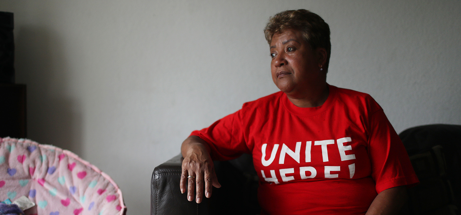 A woman is waiting for unemployment benefits