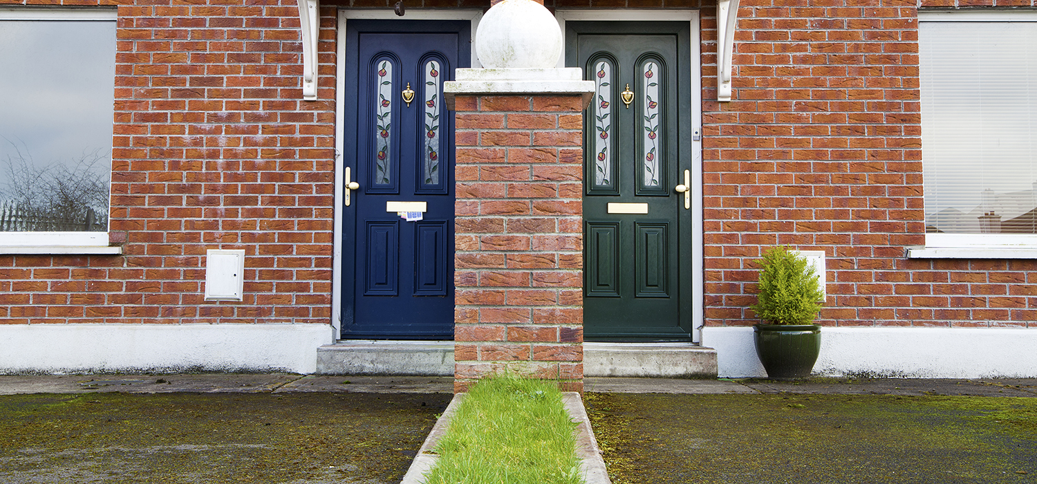 Doors to an apartment building