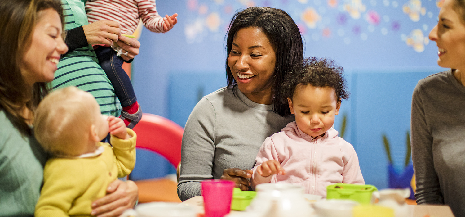 Mother plays with her child