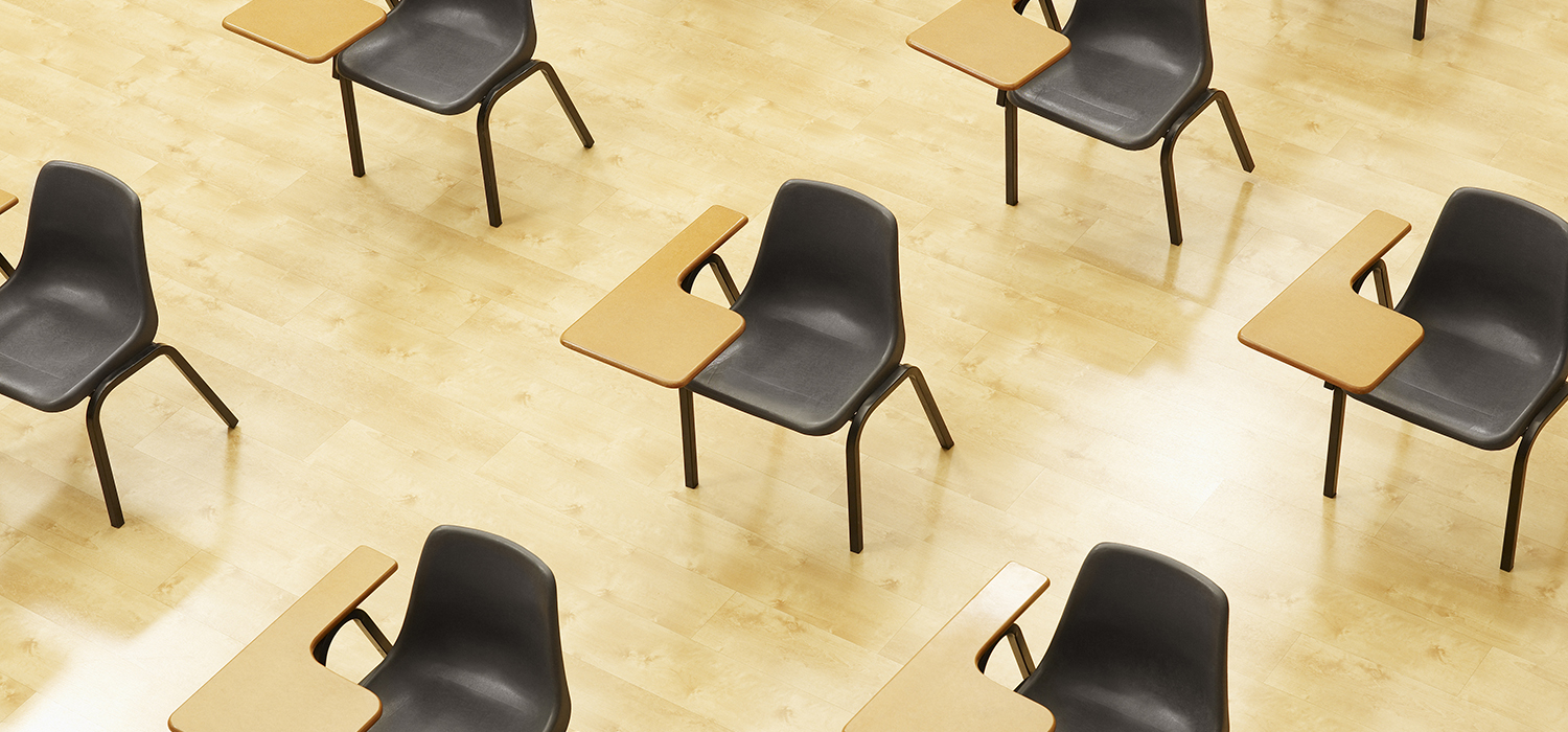 Desks in a classroom