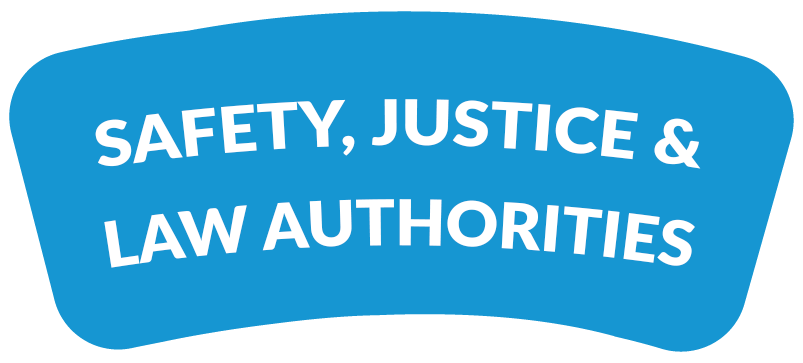 safety justice and law authorities button