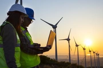 photo of wind turbine engineers