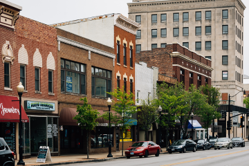 Broadway, in downtown Aurora, Illinois