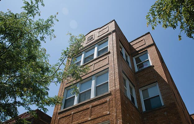 A building in Humboldt Park operated by LUCHA, a community-based, nonprofit affordable housing provider in Chicago. LUCHA partnered with Bickerdike and Elevate Energy to create R2I2.