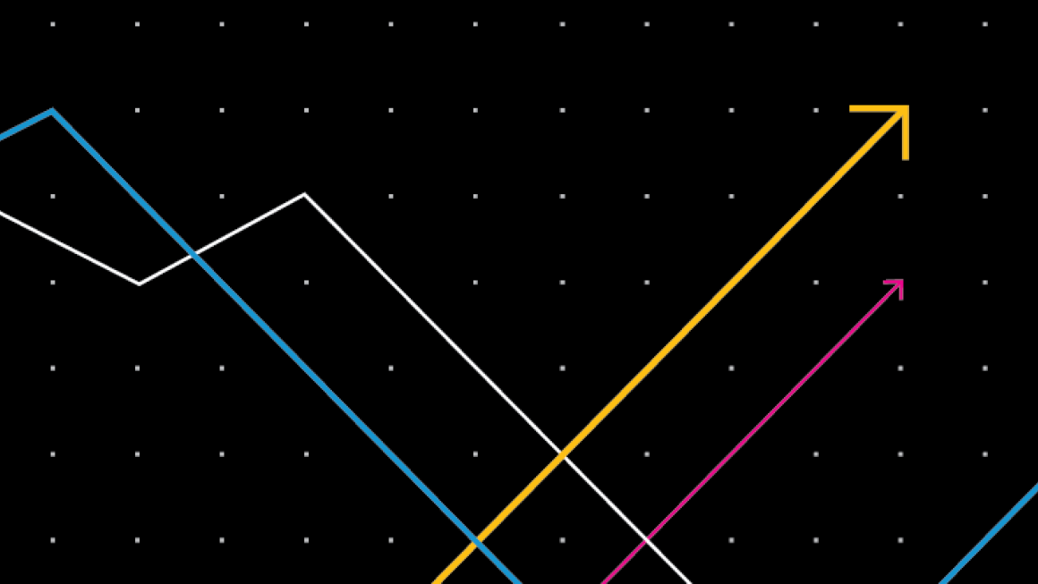 black background with different color arrows pointing up