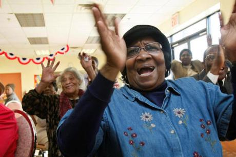 elderly residents celebrating