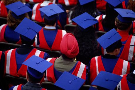 Students at graduation ceremony