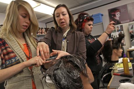 Women working in a salon. 