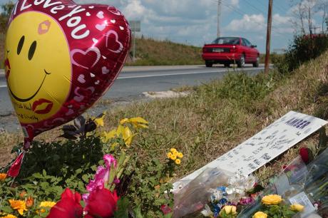 A memorial along a highway