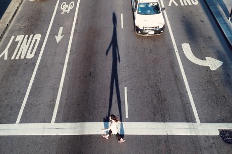 Pedestrian crossing road